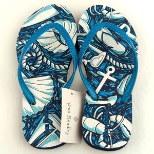 Vera Bradley "Shore Enough" Nautical Flip Flops Women's Size Small 5-6